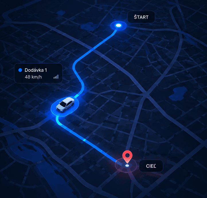 Mapa live GPS monitoringu vozidiel